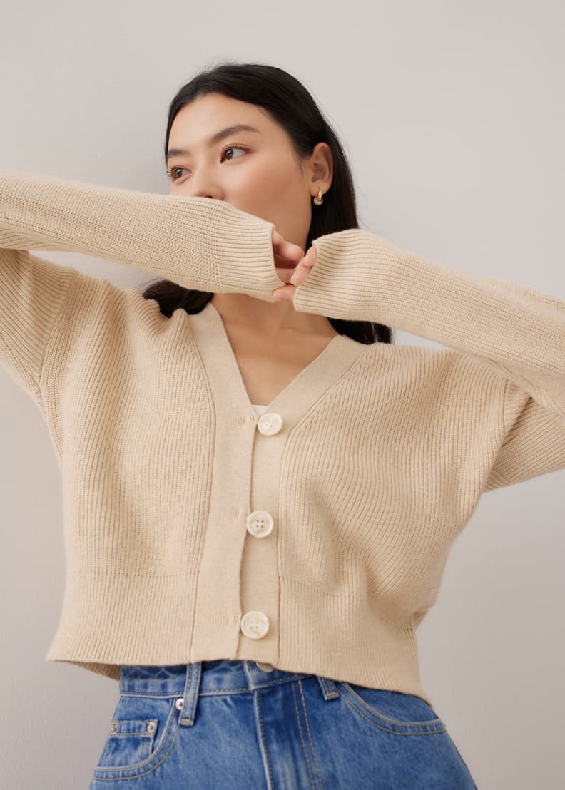 Down cardigan top