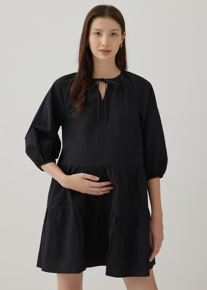 Black cotton swing dress hot sale