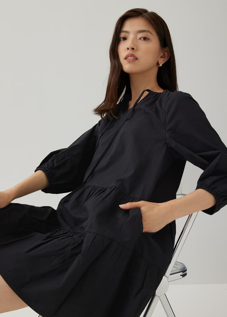 Black cotton swing best sale dress