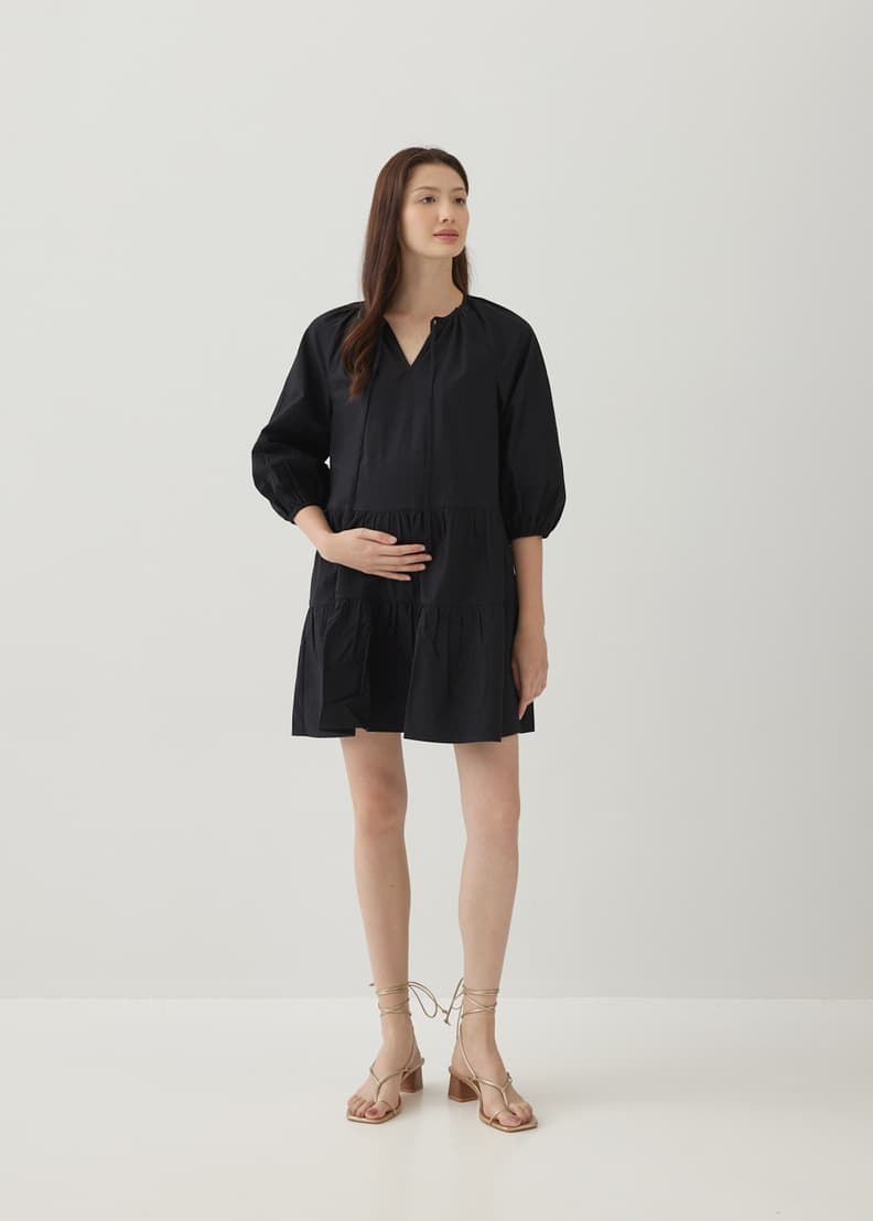 Black cotton swing dress outlet