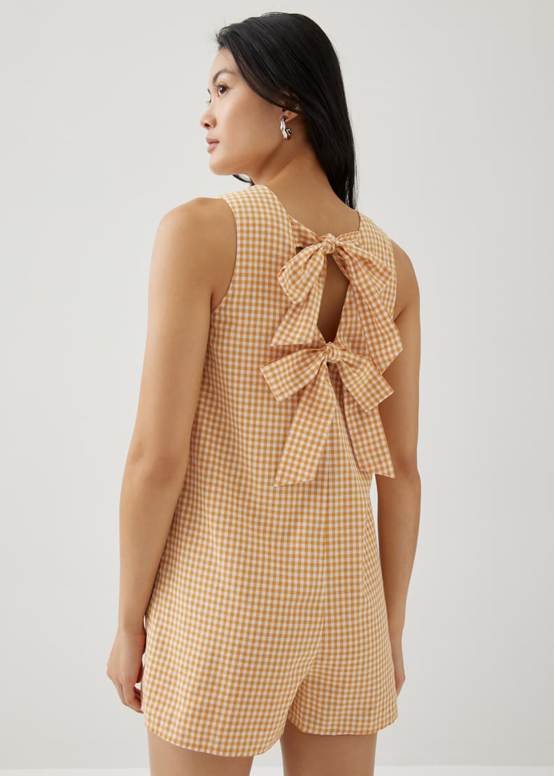 Danah Ribbon Tie Back Romper | Love, Bonito INTL