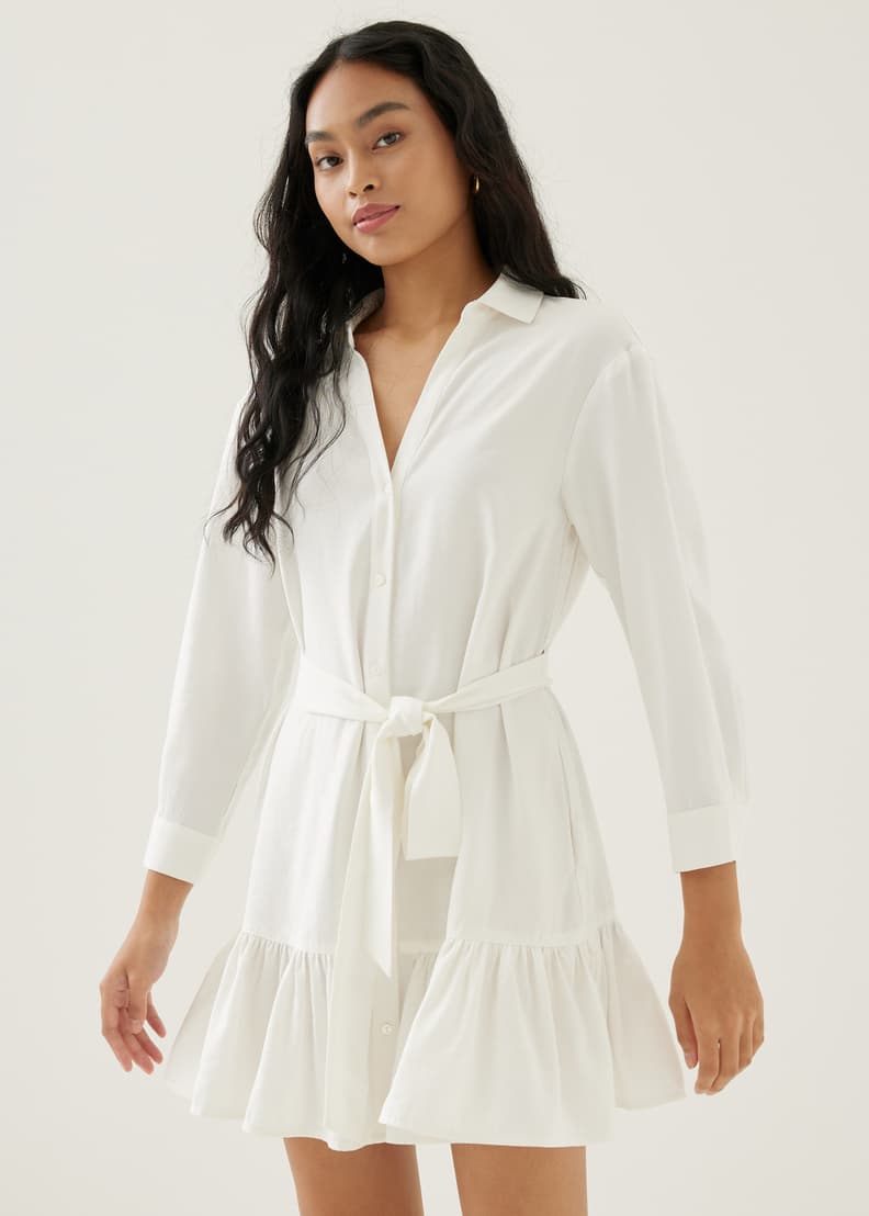 White belted shirt dress cheap