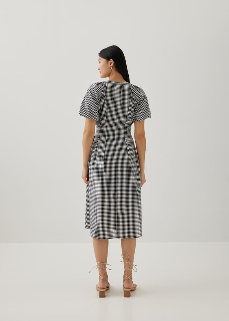 Gingham button down dress sale