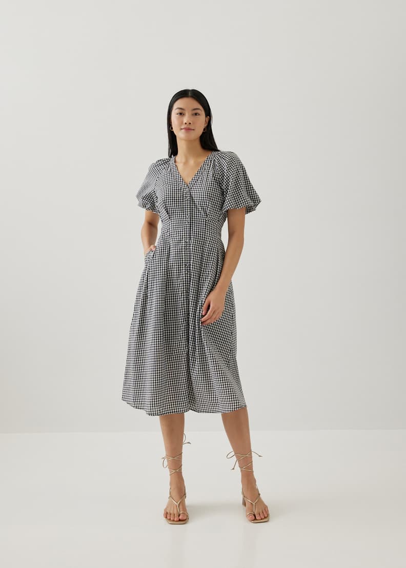 Gingham fit and flare dress store