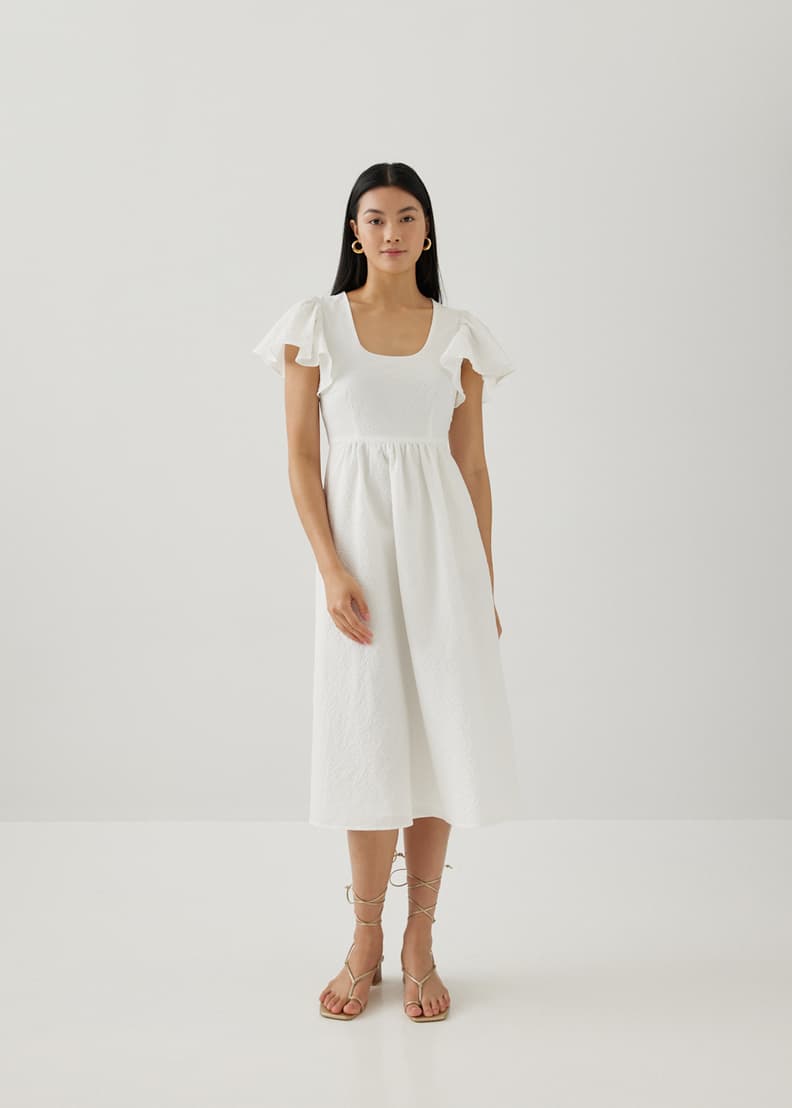 White fit and flare hotsell midi dress