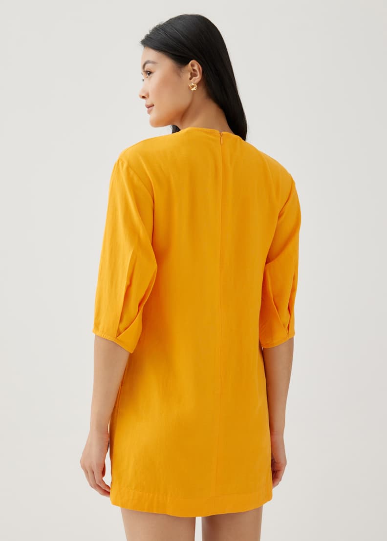 Yellow linen outlet shift dress