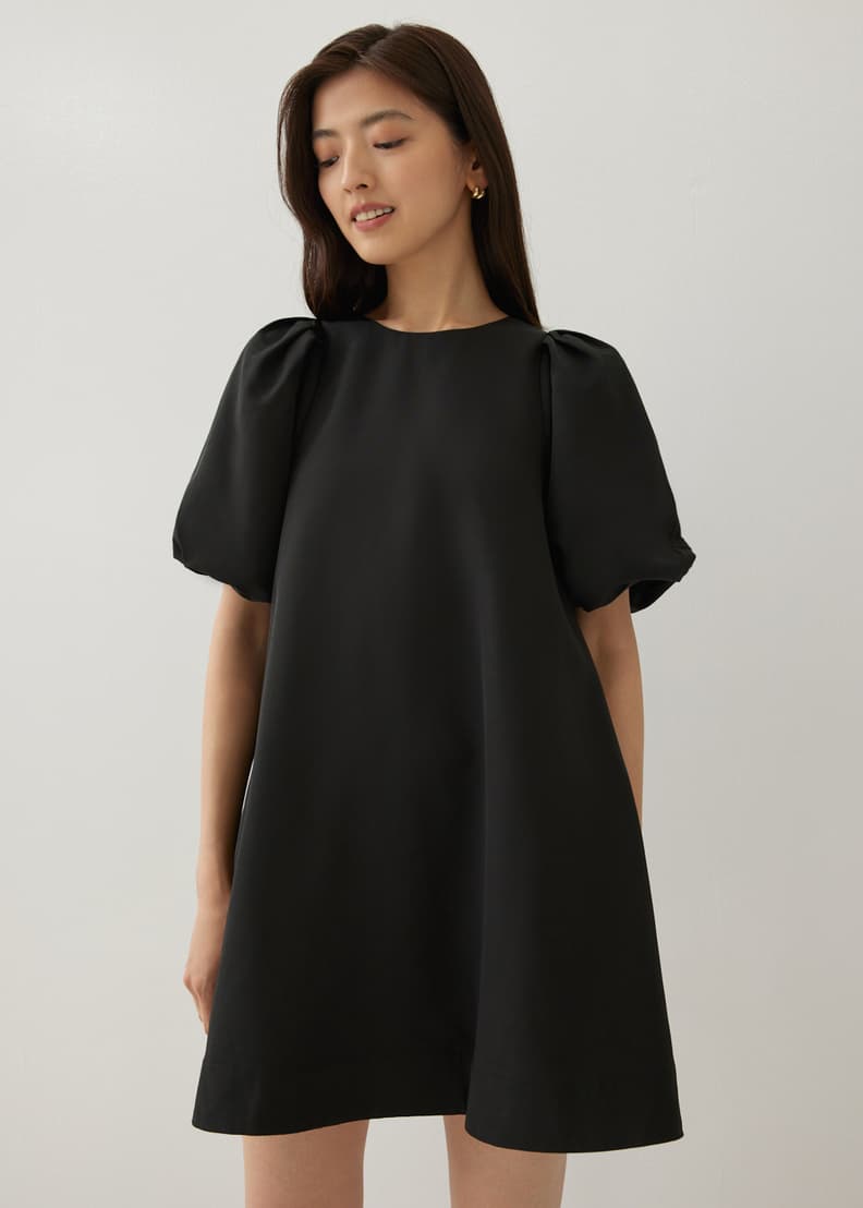 Shop Jeddie Trapeze Puff Sleeve Dress Love Bonito SG