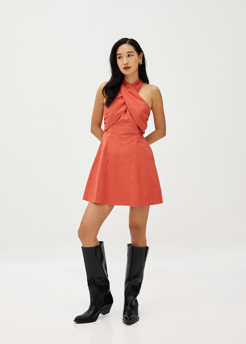 Analisse Linen Halter Neck Dress