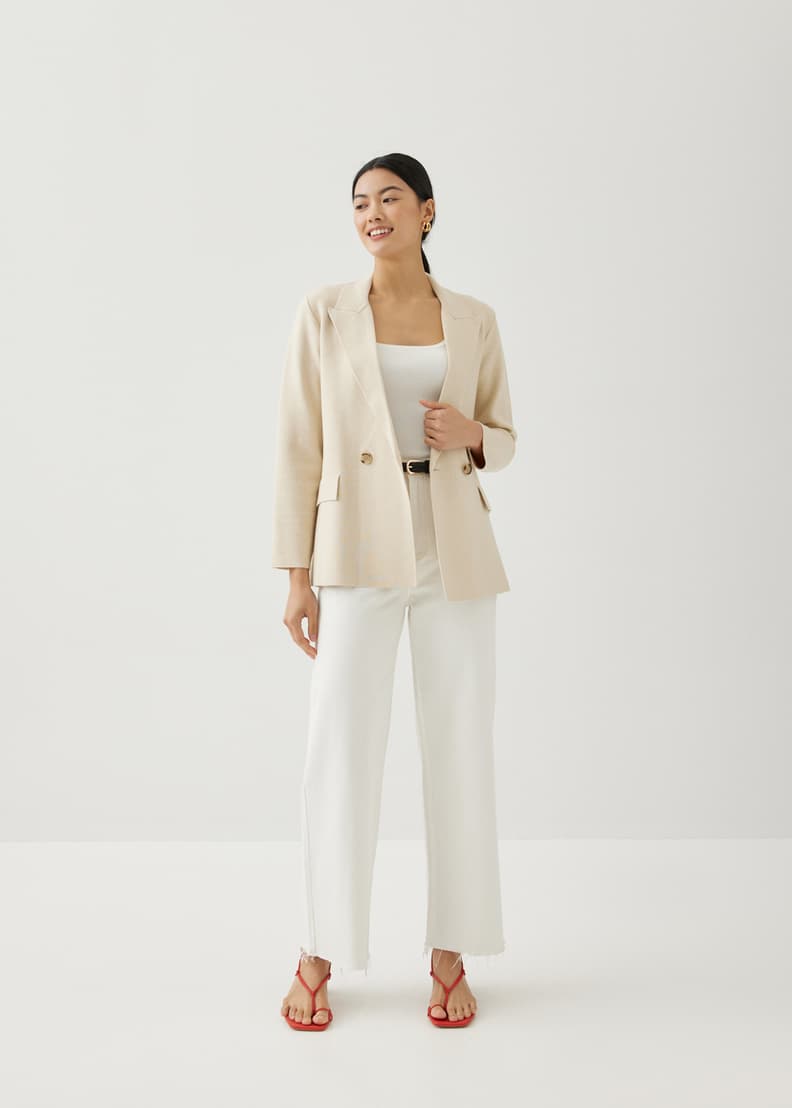 Buy Ylana Knit Double Breasted Blazer Love Bonito Singapore