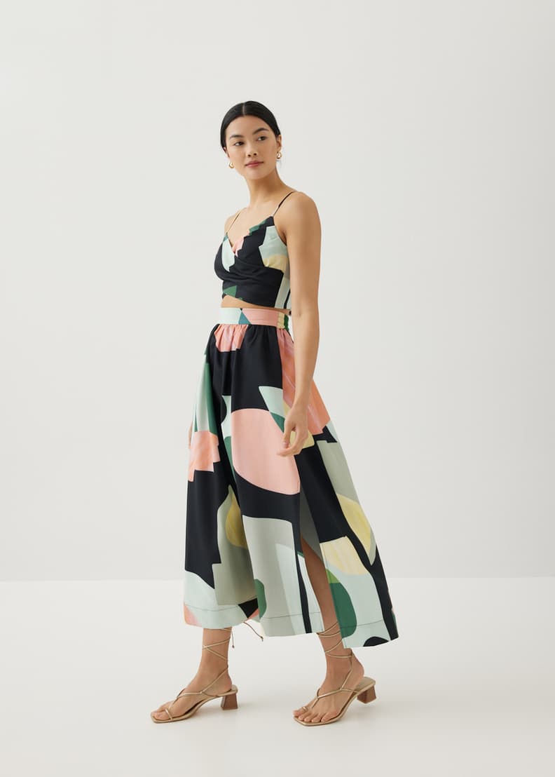 Yohan Flare Maxi Skirt in Terra Blocks | Love, Bonito SG Yohan Flare Maxi Skirt in Terra Blocks | Love, Bonito SG