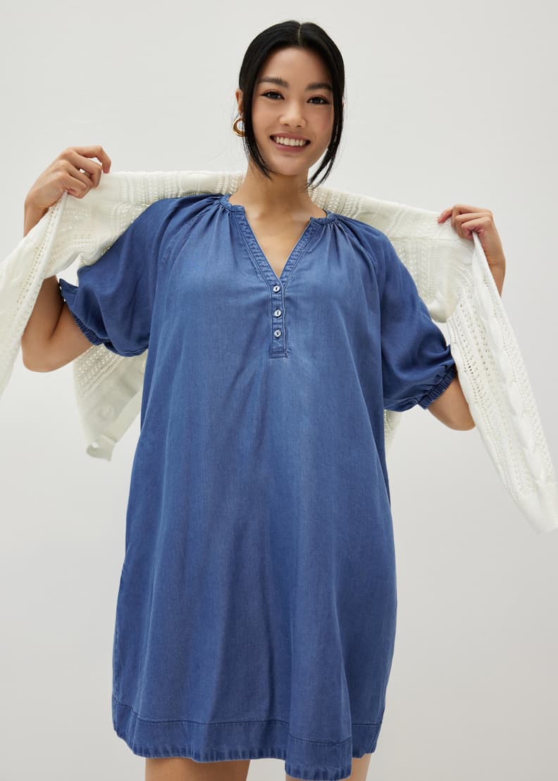 Buy Arabelle Chambray Swing Mini Dress Love Bonito Singapore