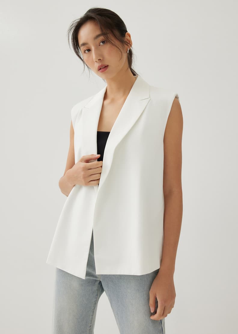 White sleeveless new arrivals vest