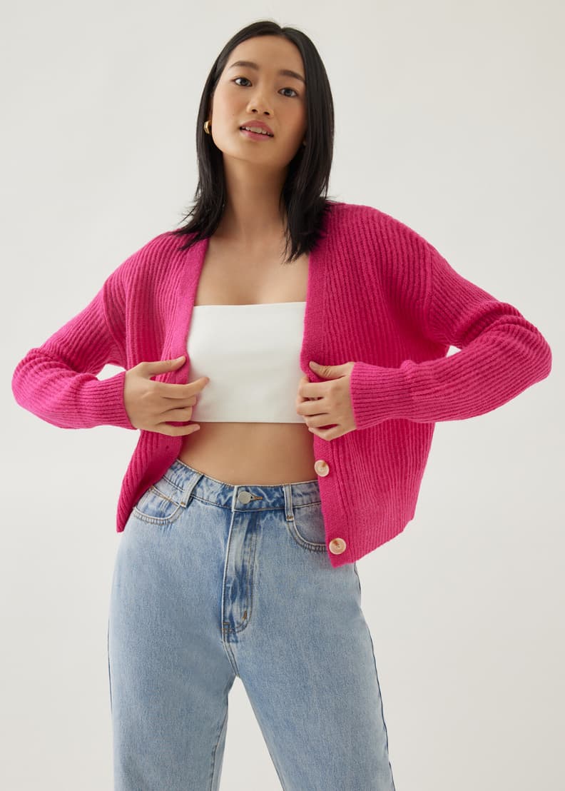 Fuzzy new arrivals cardigan cropped
