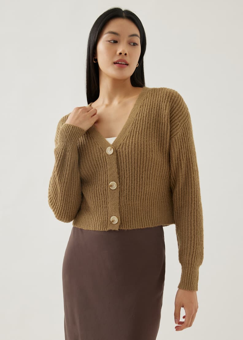 Ezra Fuzzy Yarn Crop Cardigan