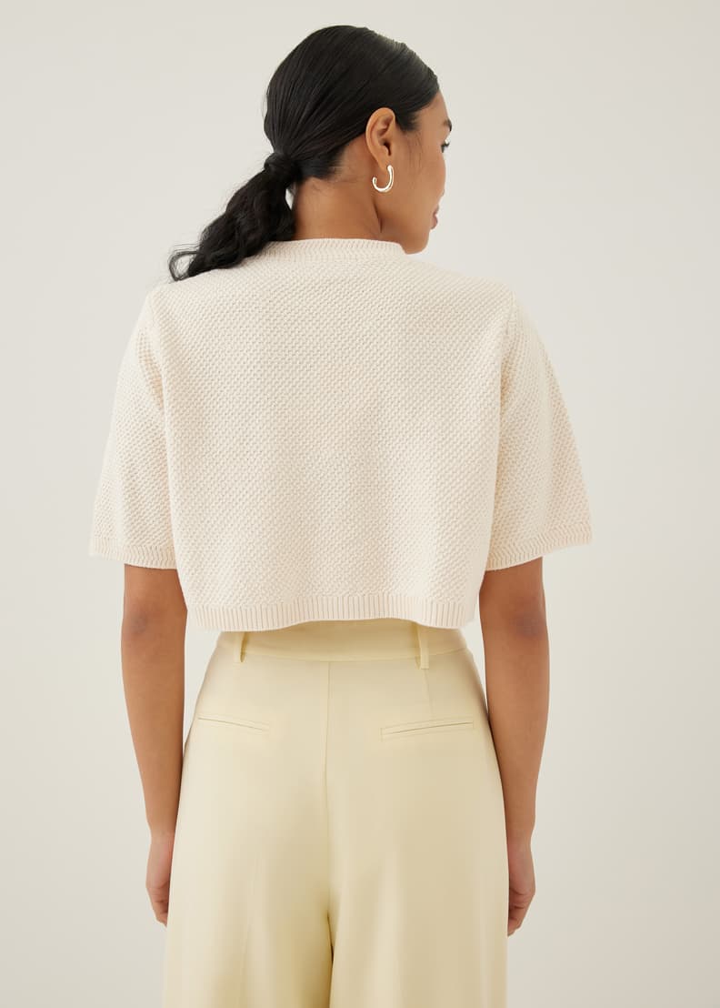 White knit crop top top