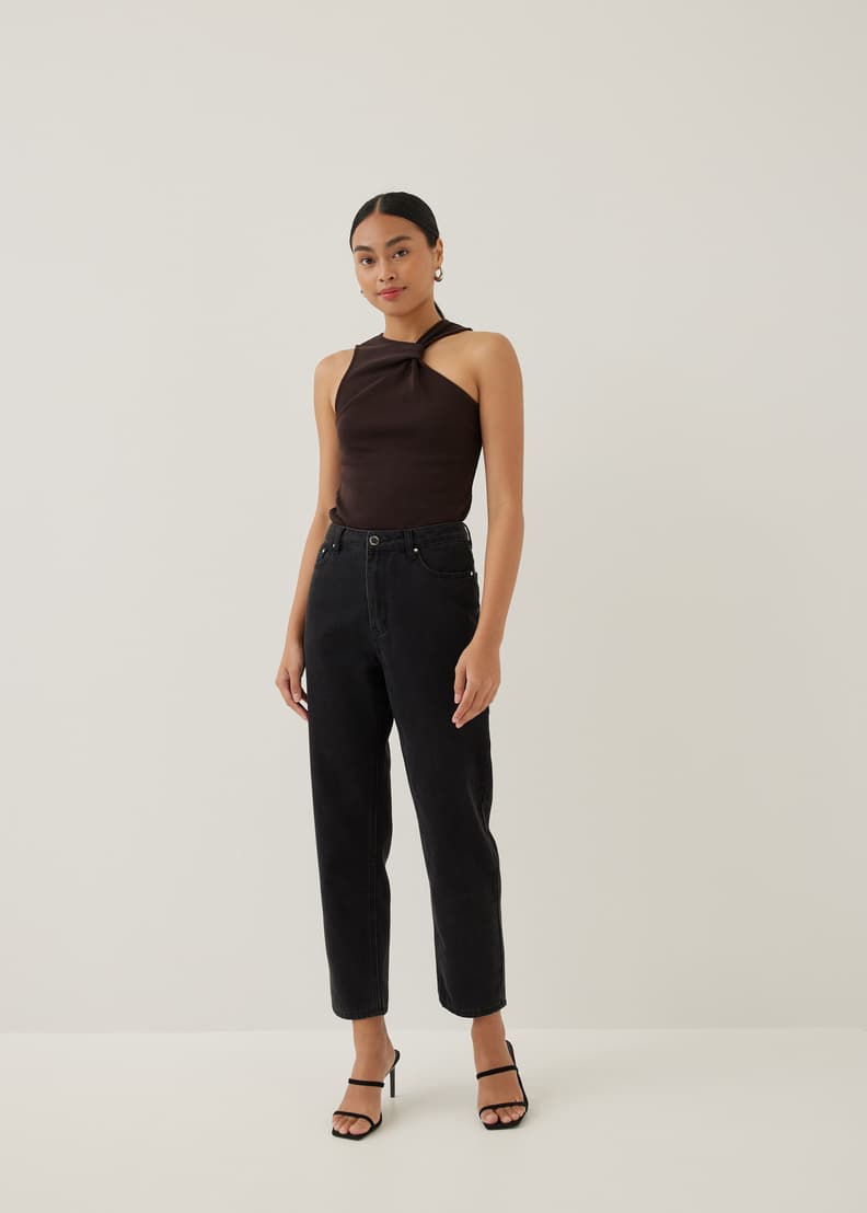 Denim straight leg clearance