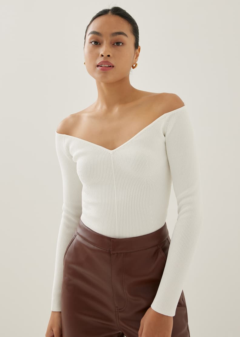 Buy Rayla Fitted Off Shoulder Knit Top Love Bonito Singapore