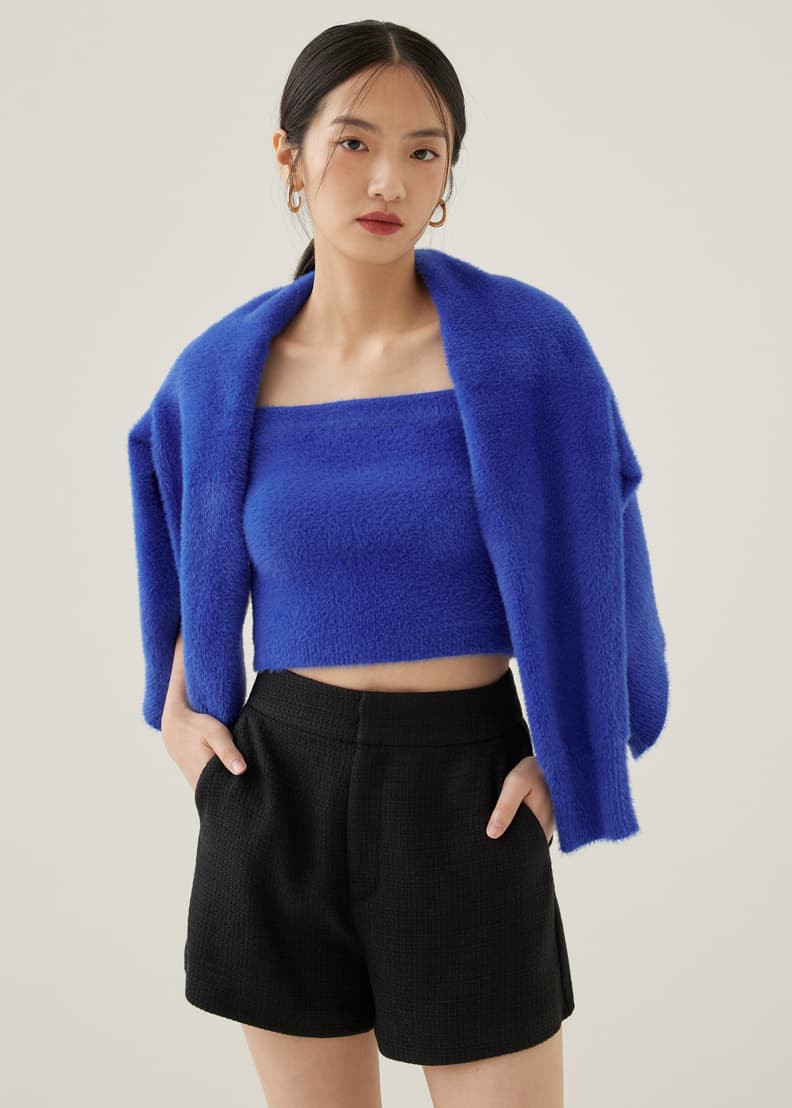 Fuzzy knit shop crop top