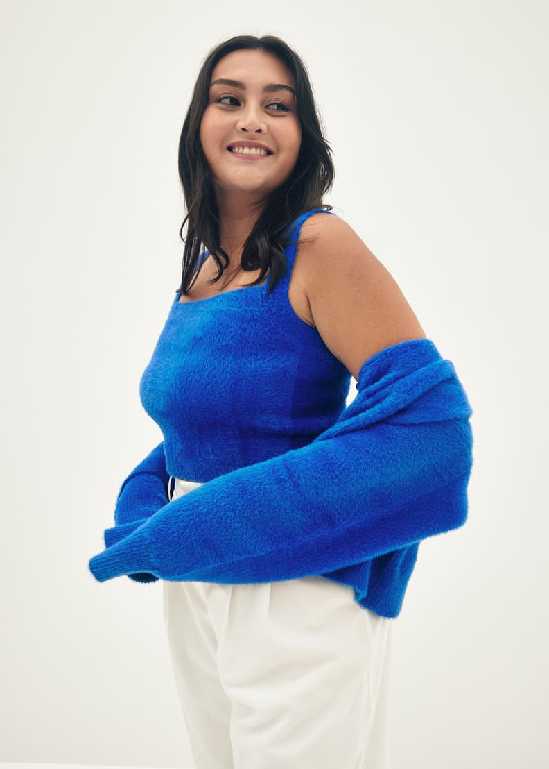 Avia Fuzzy Knit Crop Camisole Top