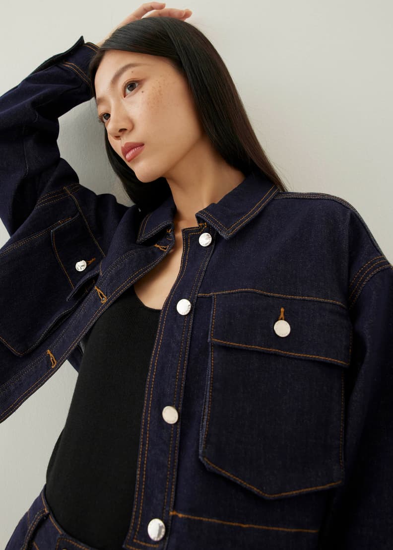 Washed black cropped best sale denim jacket