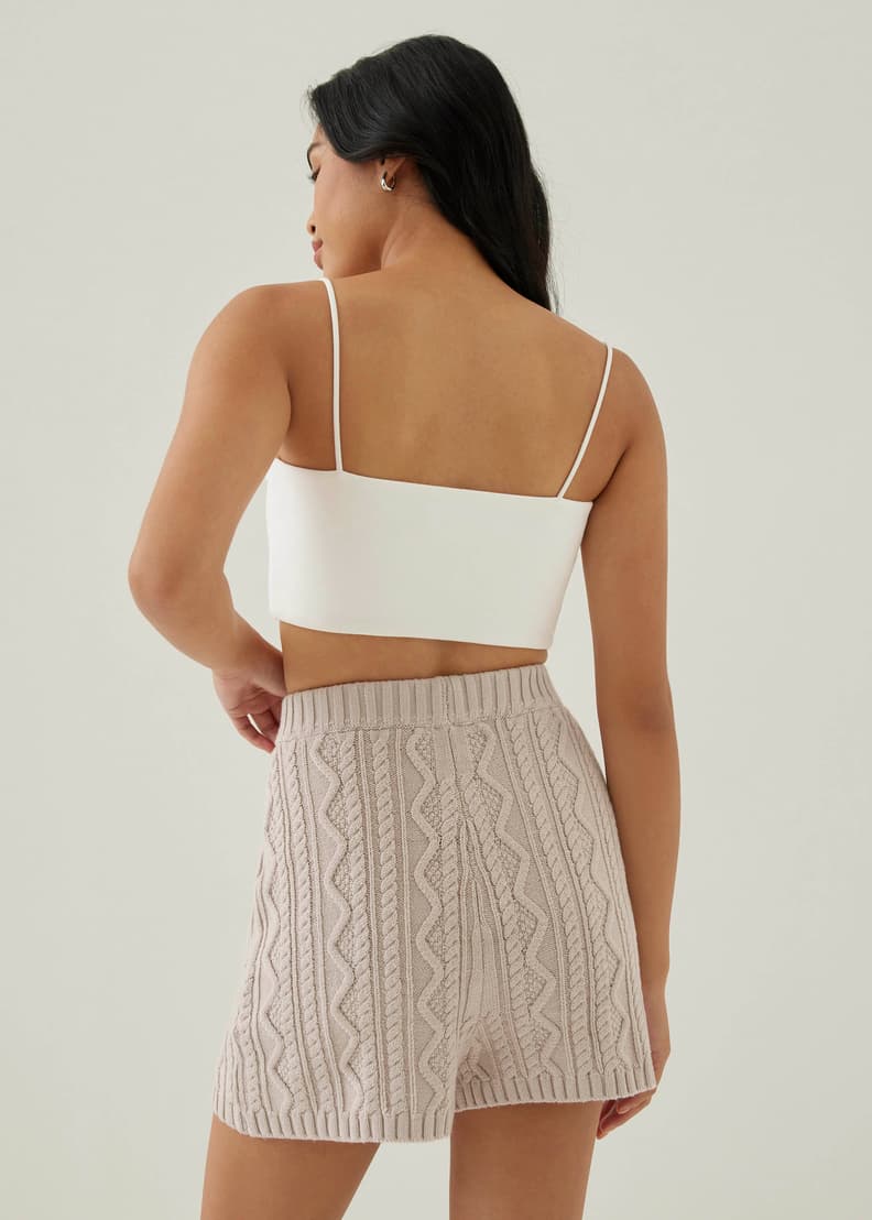 White shop knit shorts