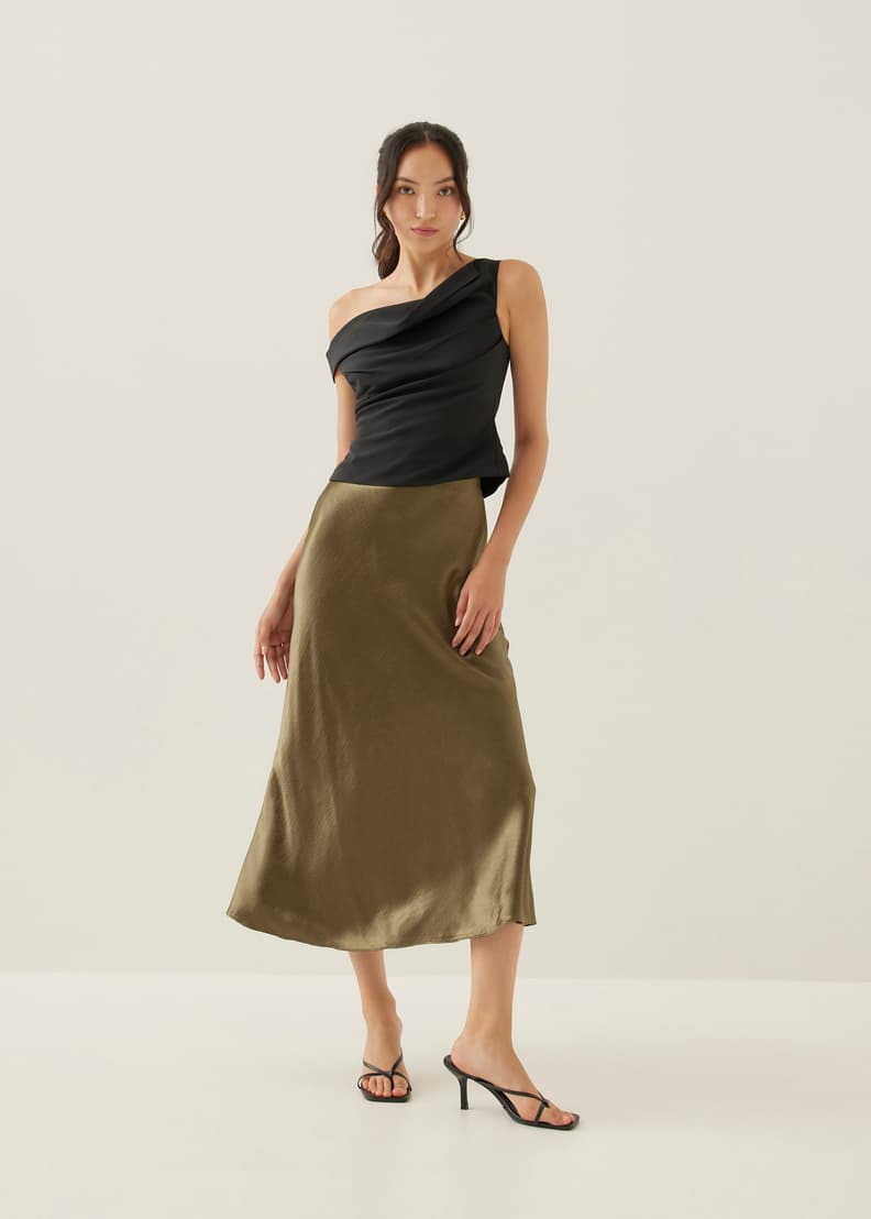 Bias cut silk skirt sales