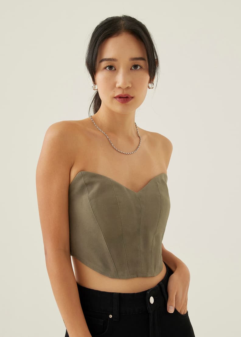 Strapless bustier shop crop top