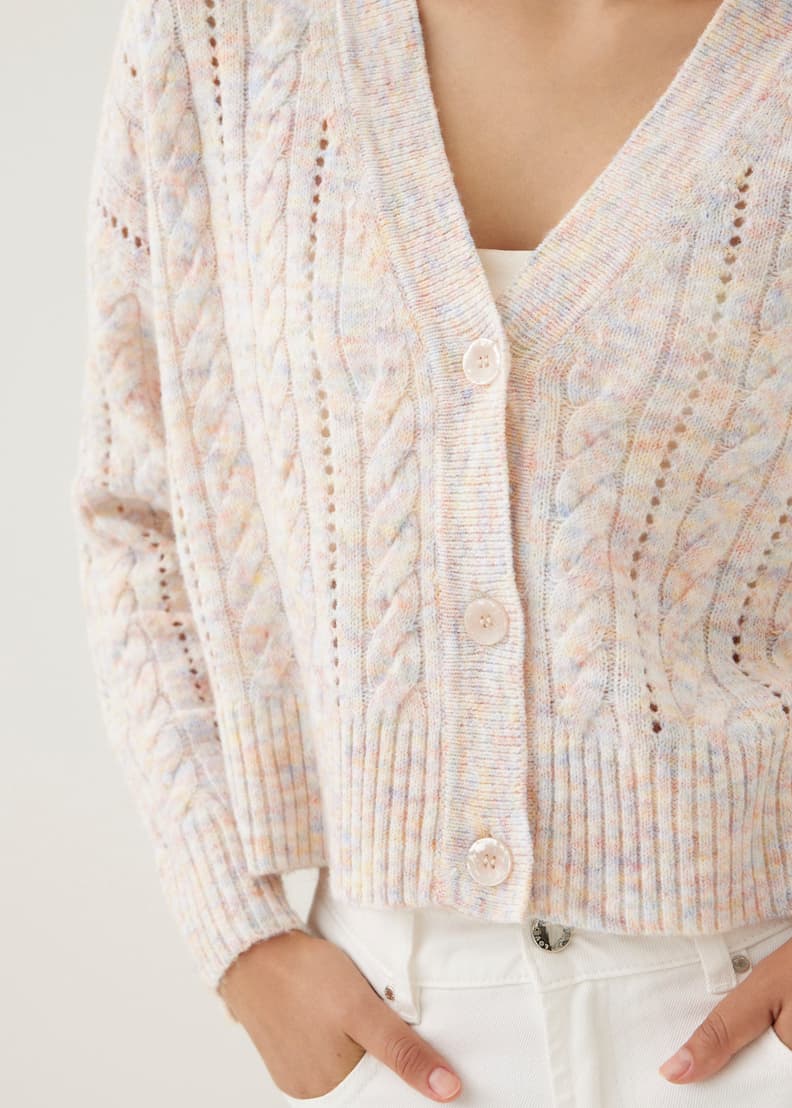 White open knit cardigan sale