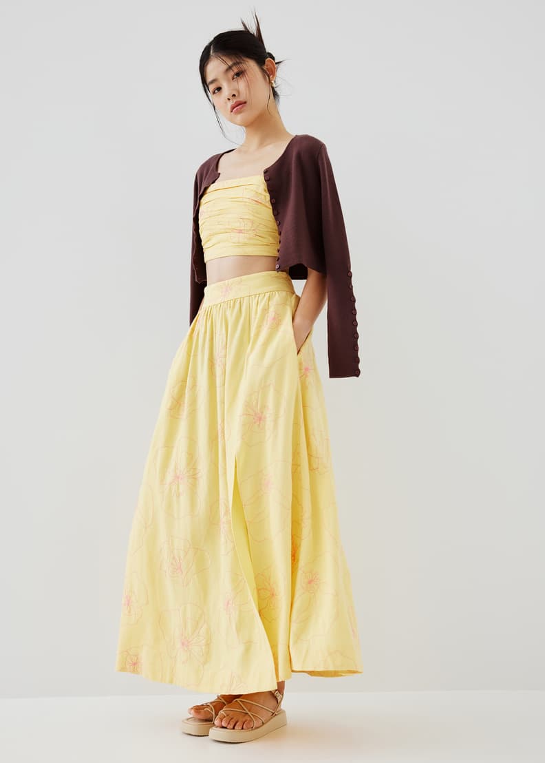 Lisha Embroidered Maxi Skirt in Rekindled Blooms | Love