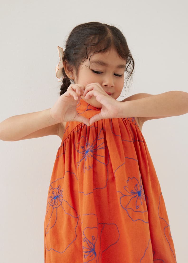 Melati Embroidered Babydoll Mini Dress in Rekindled Blooms