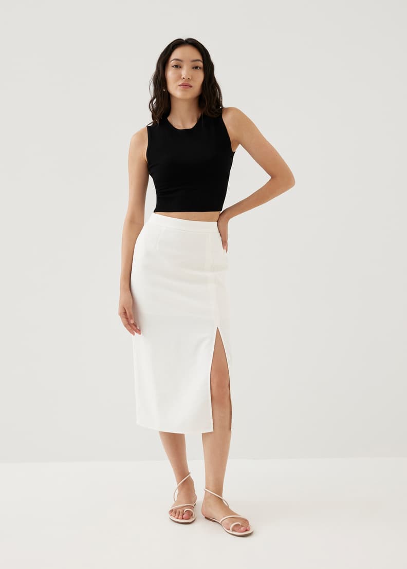 High waisted midi skirt tweed hotsell