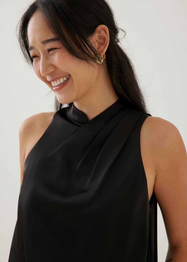Felizia Satin Mandarin Collar Tank Top | Love, Bonito US